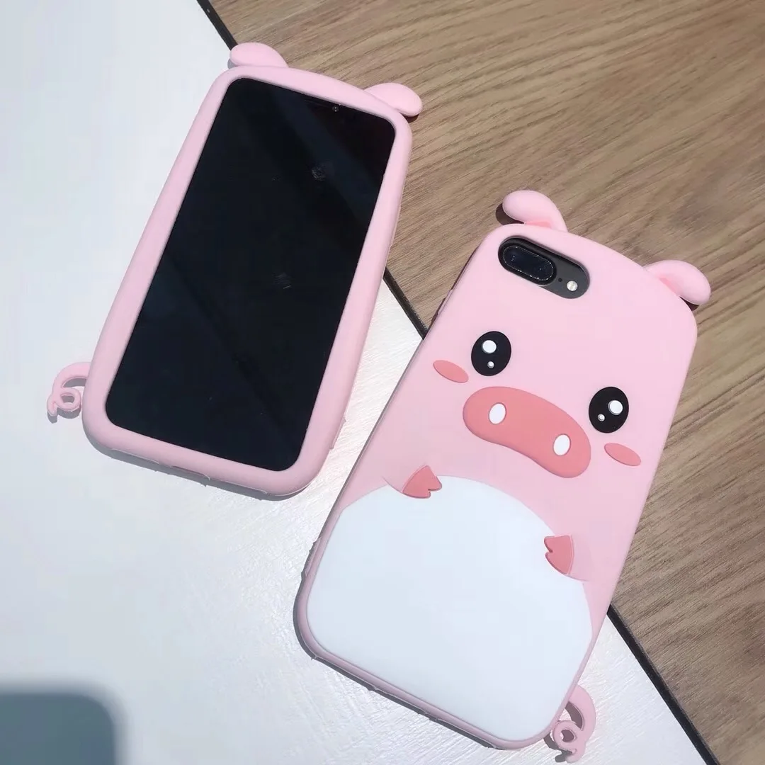 3D Мягкая силиконовая резина Розовая Свинья мультфильм чехол для iPhone X XS MAX XR 5 5S SE 6 S
