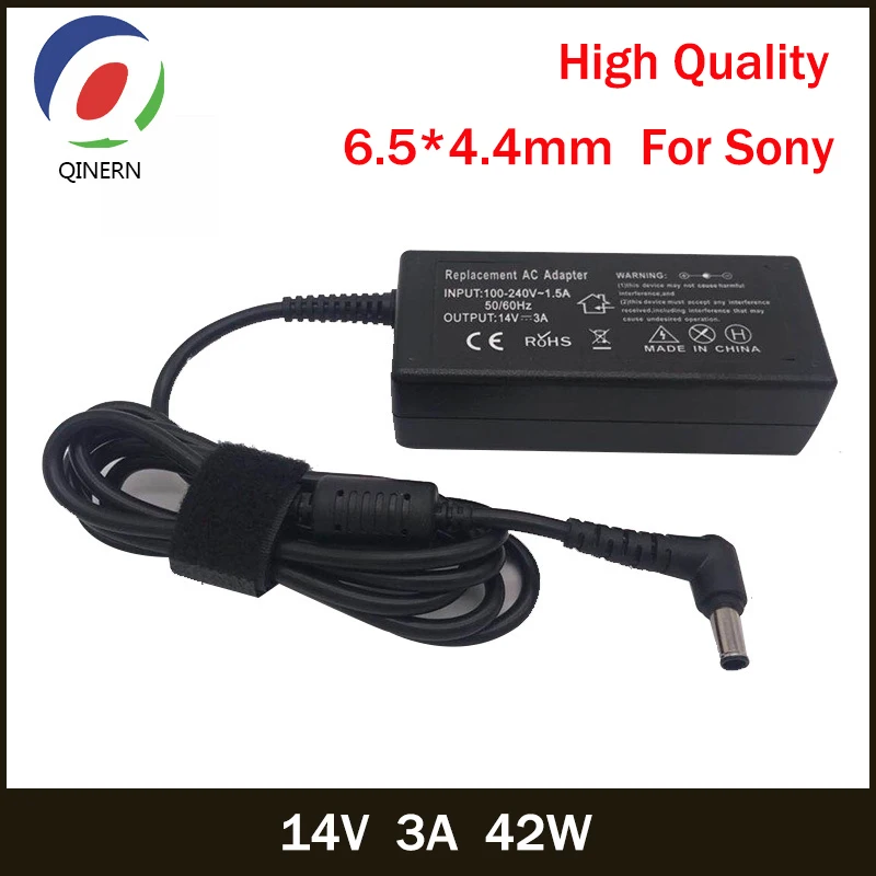 QINERN 14V 3A 42W 6 5*4 4mm зарядное устройство AC для ноутбука Sony SVS15118EC SVS13118EC SVE14A18EC