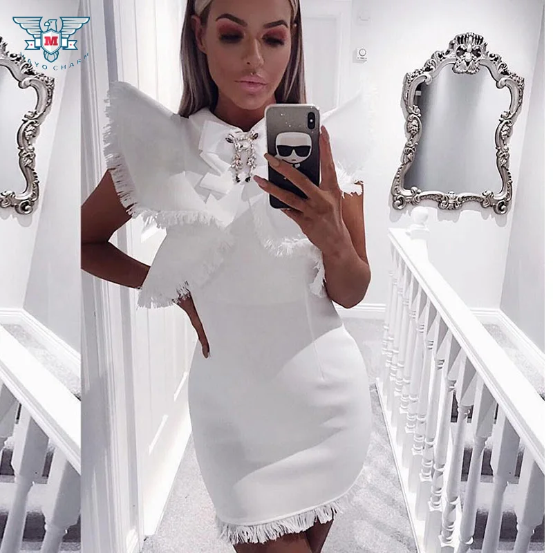 Женское облегающее платье Jurken Robe Femme клубное мини-платье с оборками новинка 2019 |