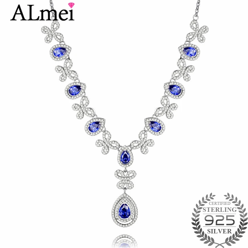 Ожерелье с большим кулоном Almei 1 карат из горного хрусталя топазом танзанийского