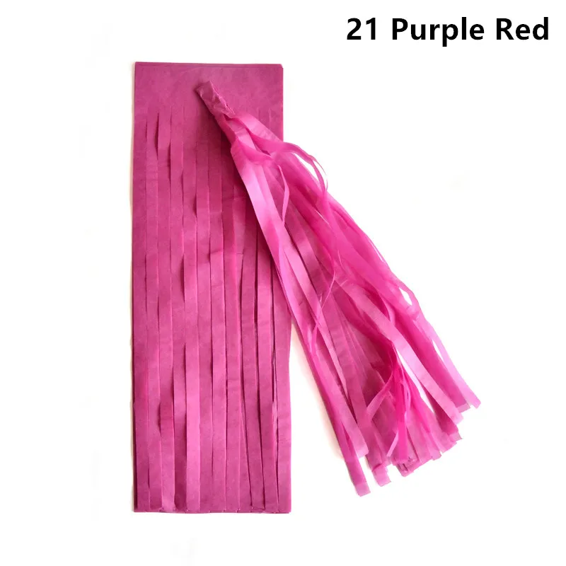 21 purple red 5 шт. 14 дюймов гирлянда из папиросной бумаги с кистями для свадебного украшения Diy Висячие на день рождения Вечеринка Детский душ вечерние принадлежности 35 см - Цвет: 21 purple red