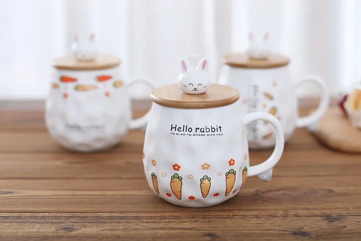 Забавная керамическая кофейная кружка Hello Rabbit, морковь, Офисная Бытовая чайная чашка для молока воды,, лучший подарок для любителей студентов, детей