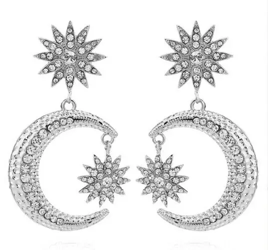 

Fashion statement Earrings for Women 2020 ZA Crystal Gold Moon Earings Earings Pendant Metal Wedding Geometric Jewelry Wholesale
