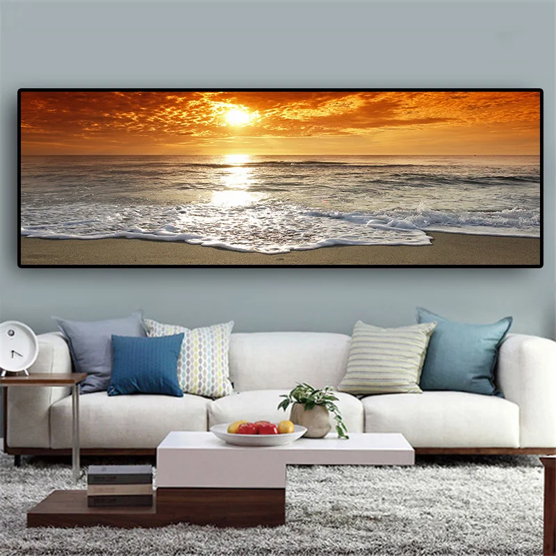 Sunsets Natural Sea Beach Landscape Posters and Prints Canvas Painting Panorama Scandinavian Wall Art Picture for Living  Room 2