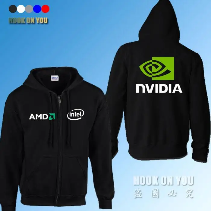 Толстовки с графическим процессором Nvidia худи принтом логотипа AMD intel флисовые