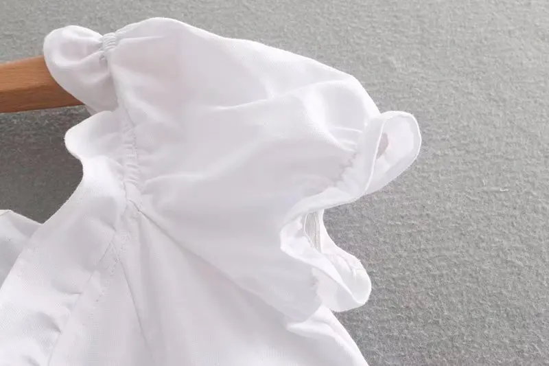 2018 Для женщин винтажные на шнуровке Белый бинт blusas дамы сладкий puff рубашка с