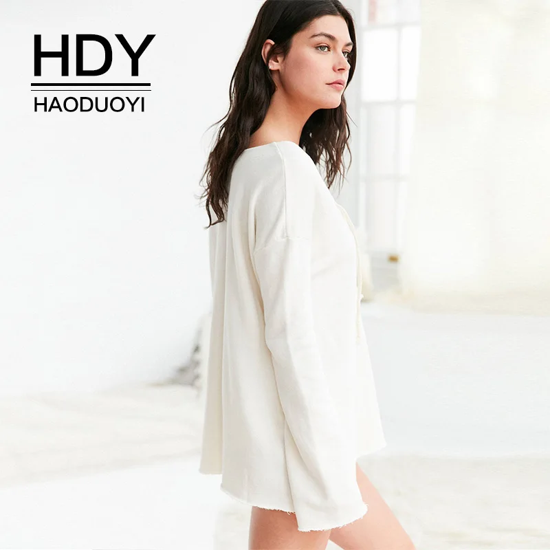 HDY Haoduoyi однотонная сексуальная белая футболка на шнуровке женские топы с