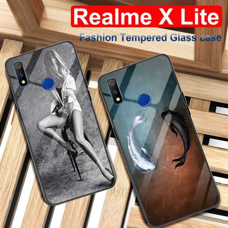 Чехол для телефона OPPO Realme X lite силиконовый Жесткий чехол из ТПУ с рамкой и стеклом