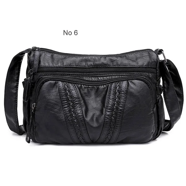 Annmouler Vintage Women Shoulder Bag Black Color Crossbody Messenger Bag Soft Pu Leather Small Bag for Ladies Brand Women Bag - Цвет: No 6