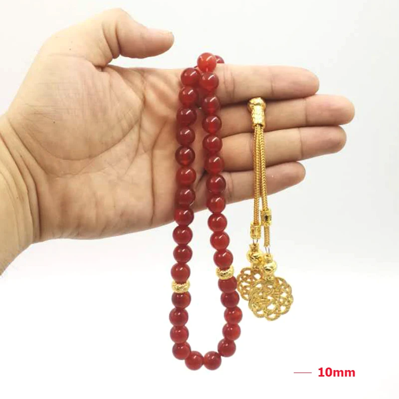 Tasbih натуральный красный Агаты с золотой Tarbazona исламский мусульманский все новое