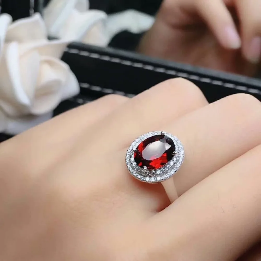 SHILOVEM серебро 925 пробы натуральный красный гранат кольца открытые трендовые для