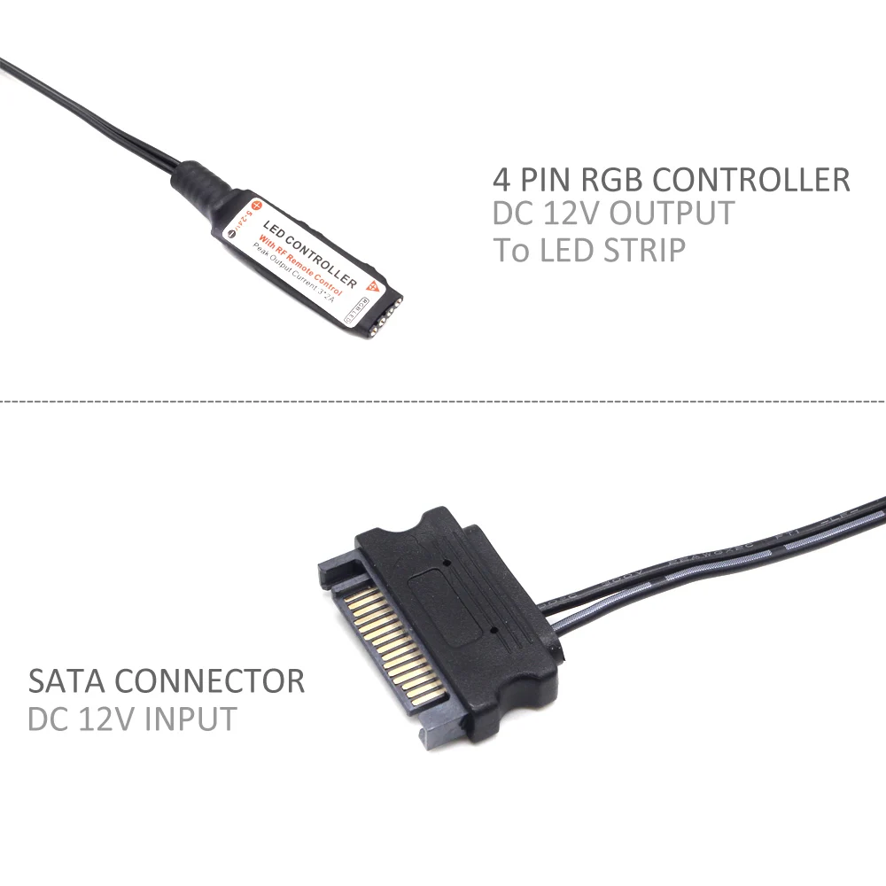 Светодиодный светильник 12 В RGB SMD 5050 RF беспроводной пульт дистанционного управления SATA интерфейс 1 м 2 м Светодиодная лента e лента для ПК компьютер чехол светильник ing