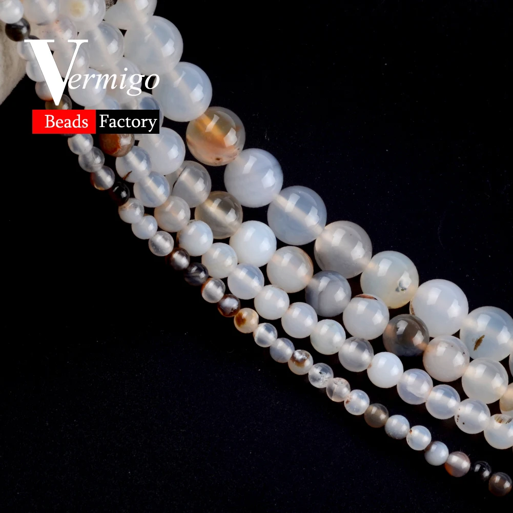 Круглые Бусины Из Натурального белого оникса россыпью для рукоделия
