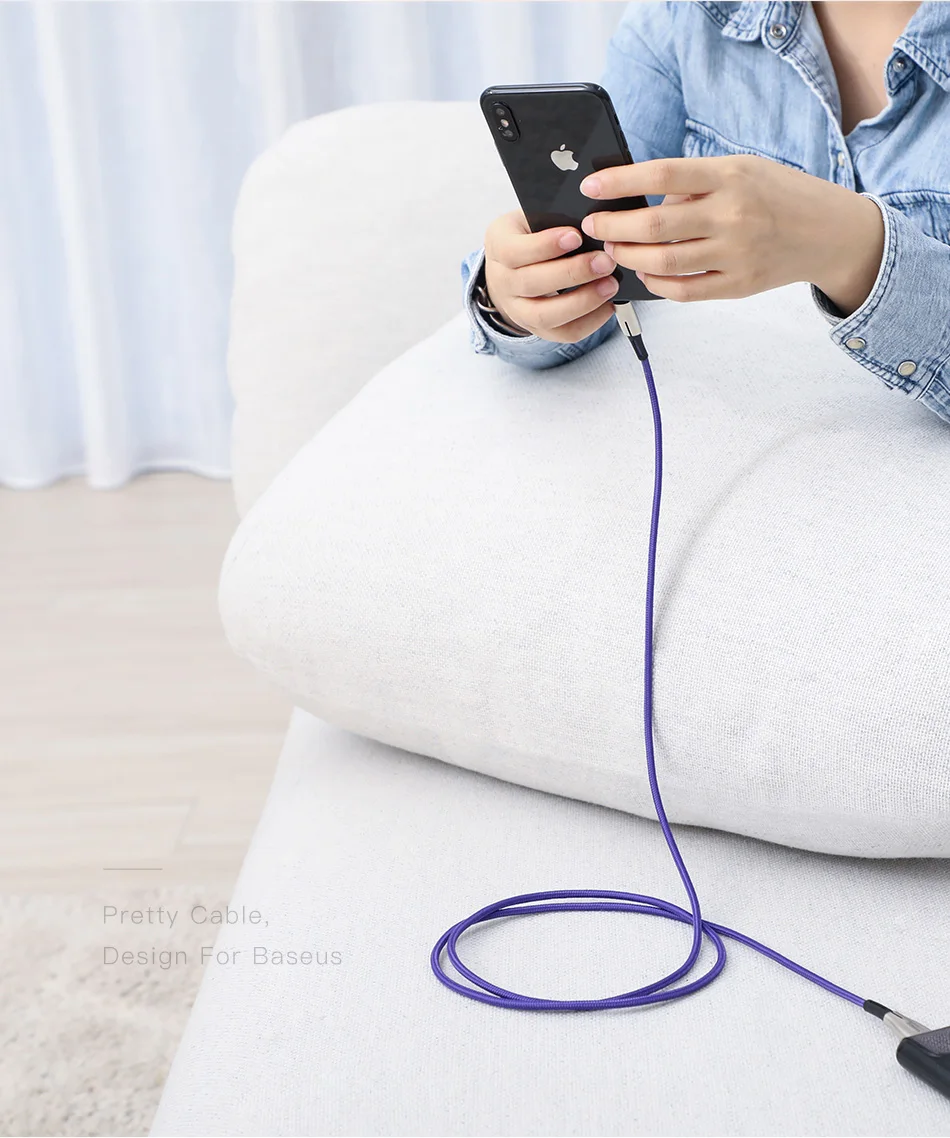 Baseus USB кабель для iPhone XR Xs Max X Кабель зарядного устройства 2.4A Быстрая зарядка освещения для iPhone 8 7 Plus Xs зарядка USB кабель для передачи данных