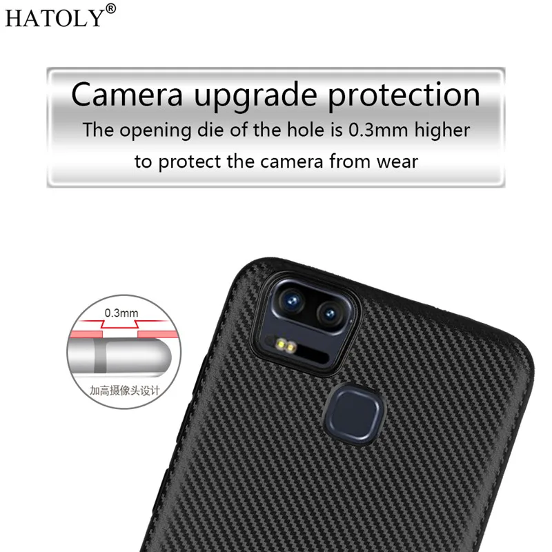 HATOLY Capa For Asus Zenfone 3 Zoom ZE553KL Case Soft TPU Rugged Carbon Fiber Cover |