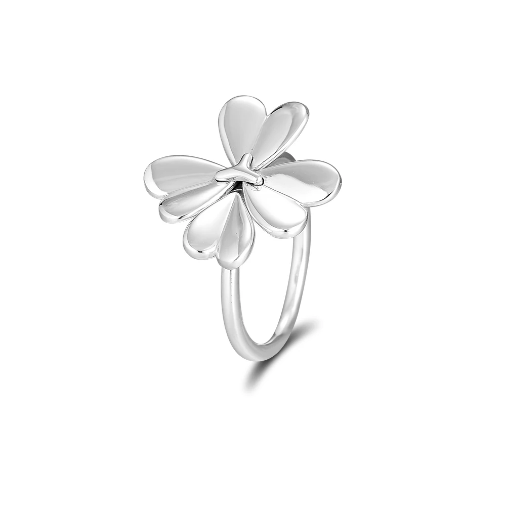 

Moving Clover Ring With Clear CZ 100% 925 Sterling Silver Jewelry Anillos Wedding Engagement Rings For Women Bague Femme