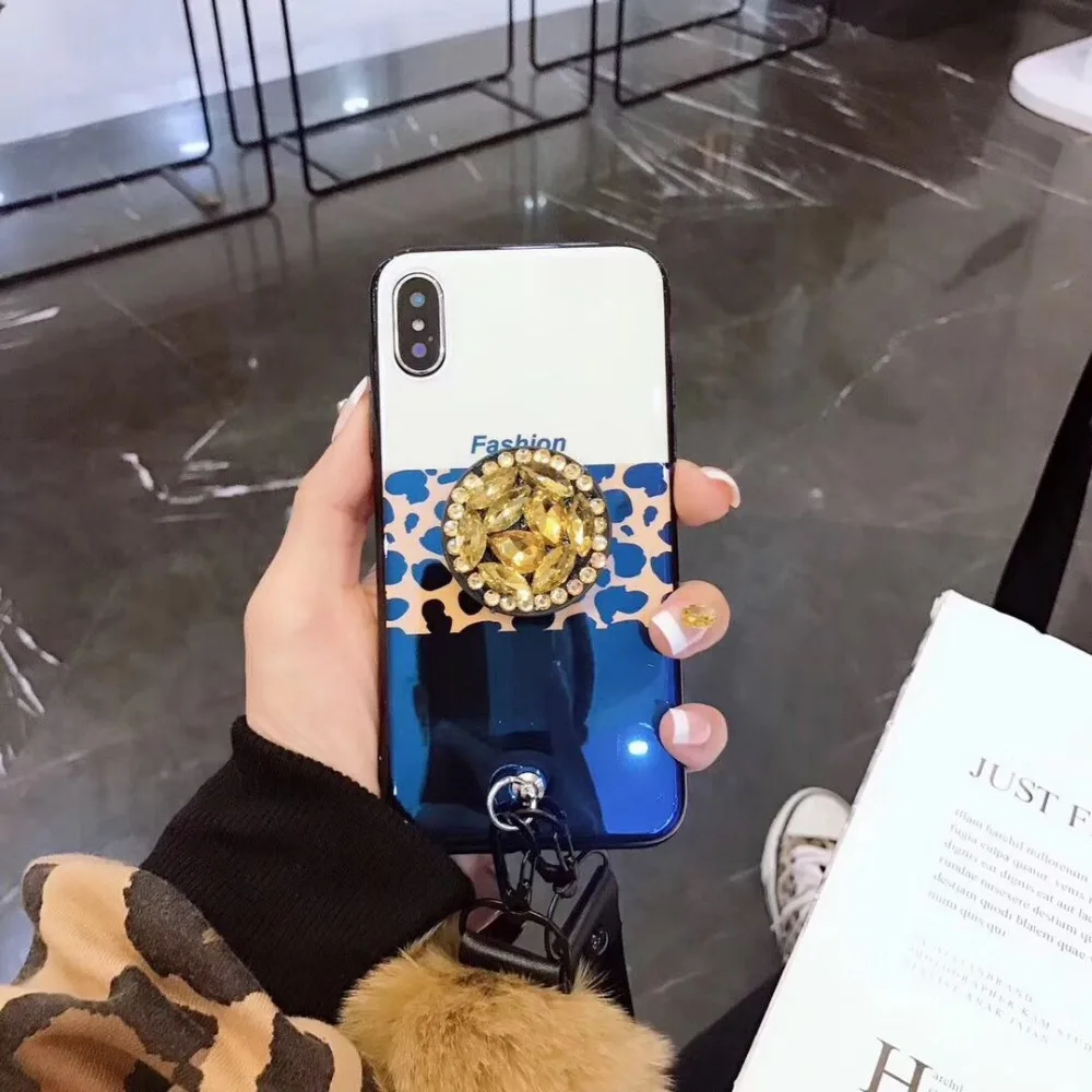 Роскошный чехол для Iphone X XS Max XR Bling crystal diamond с лисой подвеска меховым шариком 8 7 6 S
