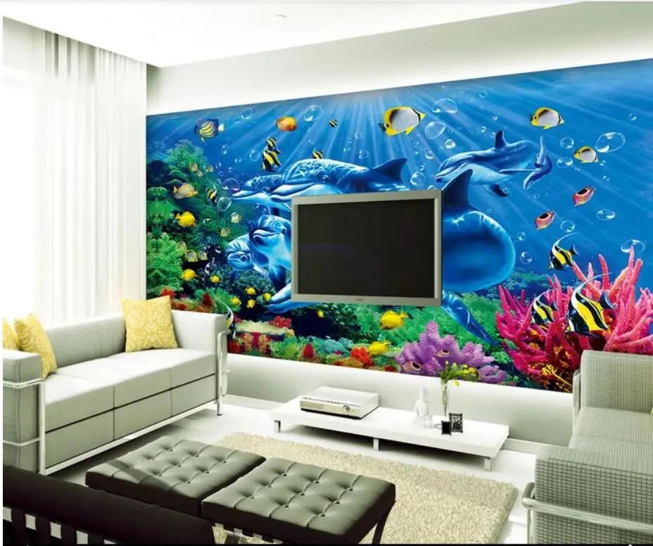 

3D Sea World Wallpaper Mural Contact Paper Wall Murals Decals Home Floral Wall Paper Rolls for Living Room 3d Wall Paper