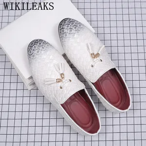 Мужские классические туфли с кисточками, Кожаные плетеные Туфли-оксфорды для мужчин, лоферы, Италия, черные, белые, Дерби, деловые свадебные туфли, женская обувь 38-48