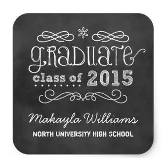 

1.5inch Graduate Class of 2015 Black Chalkboard Square Sticker