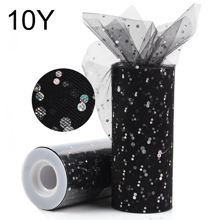 Black 10Y QIFU 10 25 ярдов 15 см тюль рулон блестящая пачка свадебное украшение свадебный Тюль Ткань ремесло DIY ремесло день рождения принадлежности - Цвет: Black 10Y