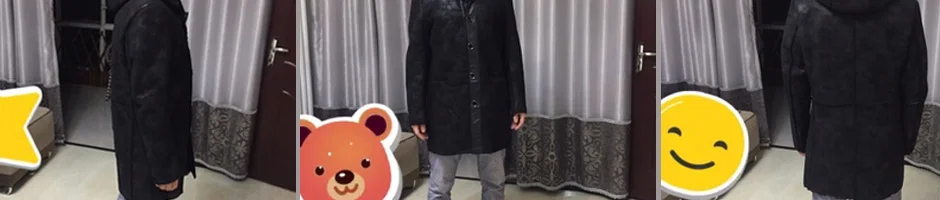 Оригинальное меховое пальто из овчины, мужское кожаное пальто с капюшоном, зимняя теплая кожаная куртка, черная короткая тонкая куртка-пилот, мотоциклетная куртка с капюшоном