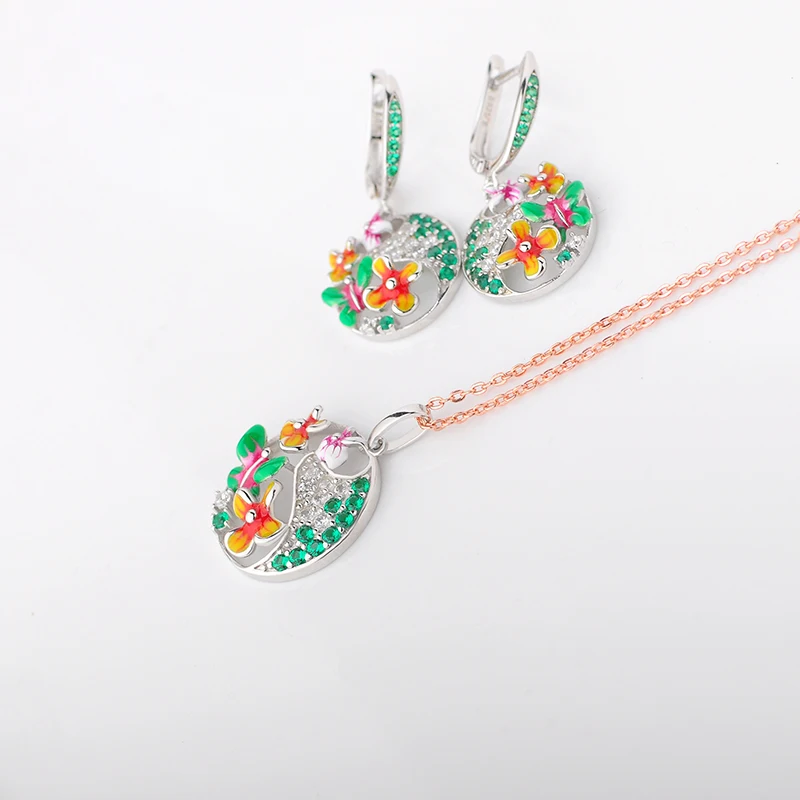 Женский кулон с эмалью RainMarch серебряное ожерелье из стерлингового серебра 925