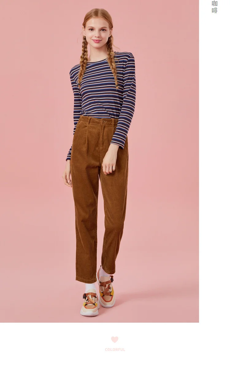 SEMIR, женские укороченные вельветовые брюки, хлопок, женские брюки классического кроя, прямые брюки с молнией и пуговицами, Ретро стиль