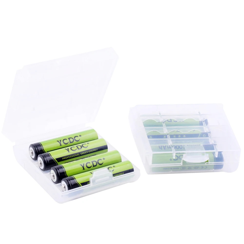 С бесплатной батарейной коробкой 4 шт 1,2 V AA AAA 1000 1350 2000 3000mAH батареи ni-mh аккумуляторная батарея для фонарика