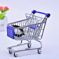 Creative Mini Supermarket Shopping Trolley Phone Holder Office Desk Storage Toy Cart Baby Toy Handcarft Shopping Cart