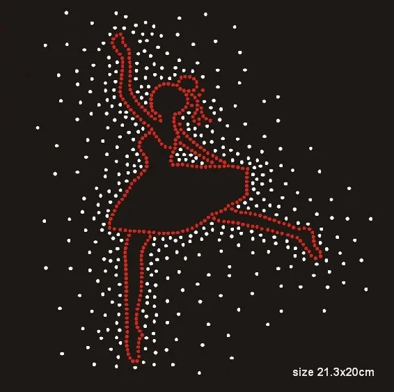 

2pc/lot dancing girl iron on crystal transfers design hot fix rhinestone motif strass iron patches shirt coat