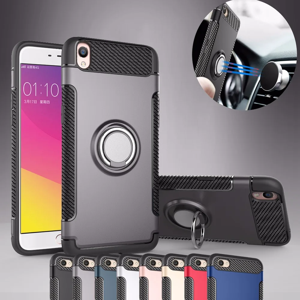 For OPPO R9 R11 Plus R9S R11S Shockproof Hybrid Armor Phone Case R15 Dream Mirror Metal Ring Rugged TPU+PC Cover | Мобильные
