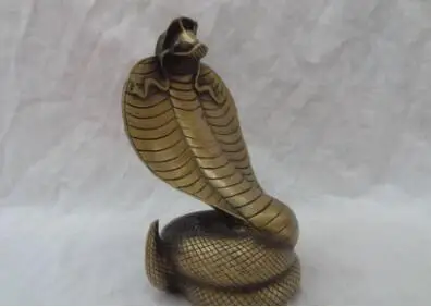 China Year Zodiac Bronze Animals FengShui Wealth Naja Cobra Snake Elapoid Statue | Дом и сад