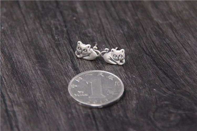 GLSEEVO 925 Sterling Silver Cute Cat Stud Earrings For Woman Girls Daughter Jewelry Boucle D'Oreille Fantaisie GE0115 | Украшения и