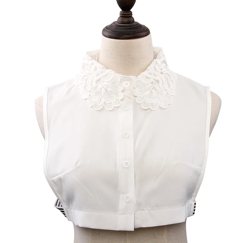 Ложный воротник Женский белый черный с вырезом вышивка съемный блузка отворотом