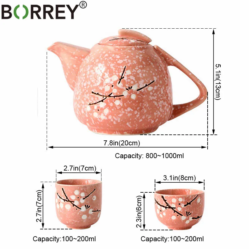 BORREY, 5 шт., фарфоровый чайник, набор керамических чашек, керамический кофейник, чайник, Пуэр Улун, цветочный чайник с фильтром, посуда для напитков