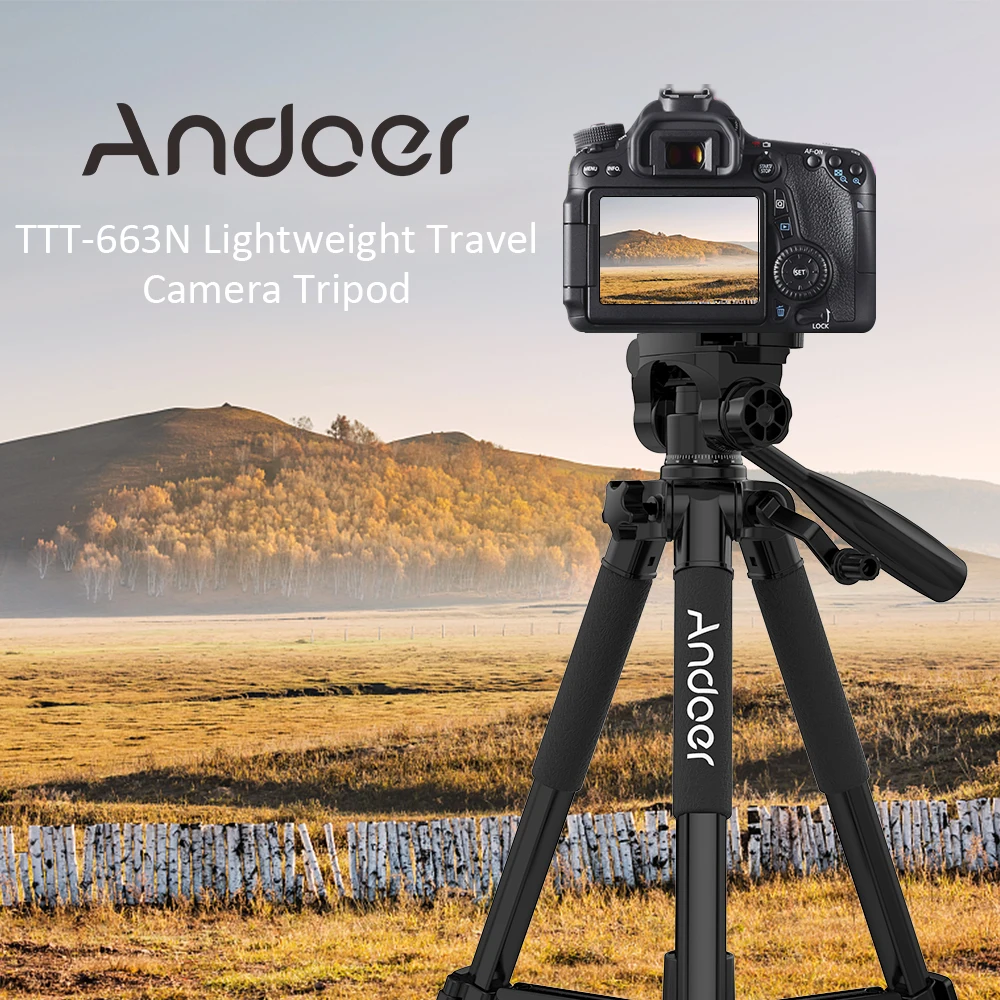 

Andoer TTT-663N Tripod 57.5inch Travel Lightweight Camera Tripod for Photography Video Shooting Support DSLR SLR Camcorder