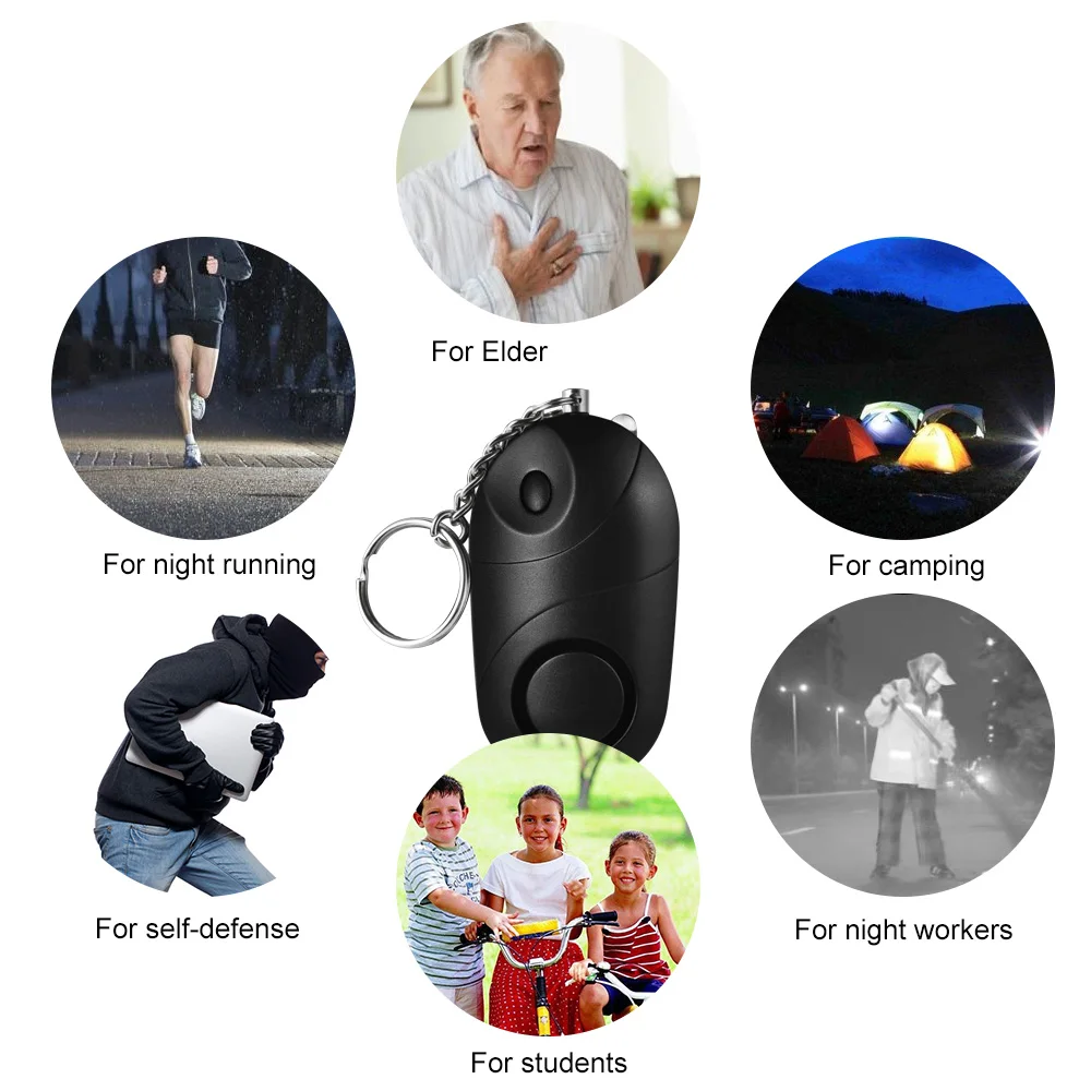 3 PCS Personal Alarm Safe Sound Emergency Self Defense Security Keychain Flashlight for Women Girls Kids Elderly