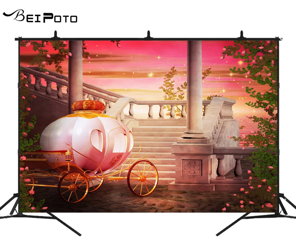 

BEIPOTO принцесса фон Pumpkin car фотография заднего фона для фото студия Детский наряд для дня Рождения вечерние украшения баннер