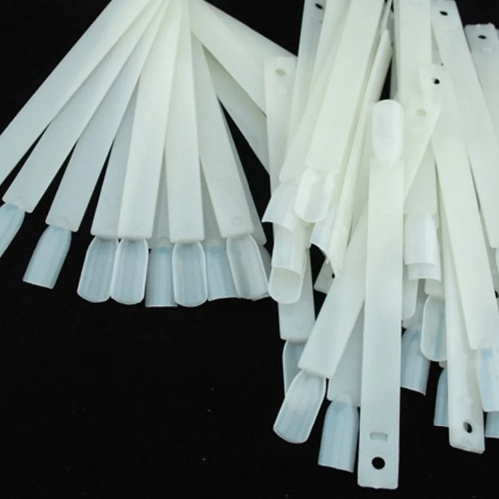 50pcs/lot False Nails Fan Style Fake Tips Artificial Pallet Nail Art Display Clipper Nep White Clear Makeup Tools | Красота и