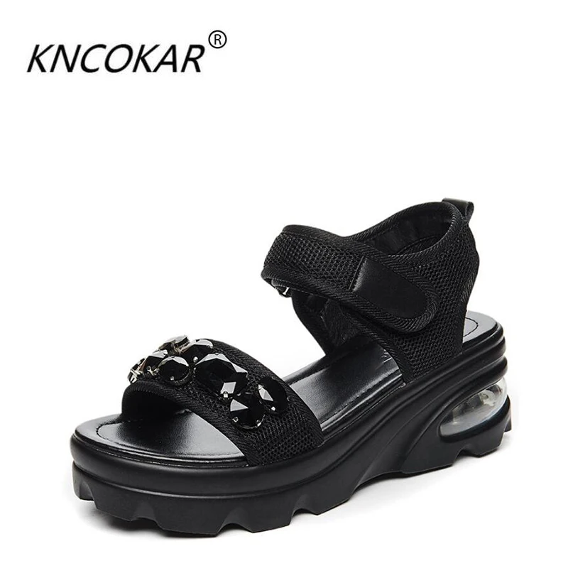 KNCOKAR The platform shoes women's for the new summer comfort Europe station slope and high water diamond | Обувь