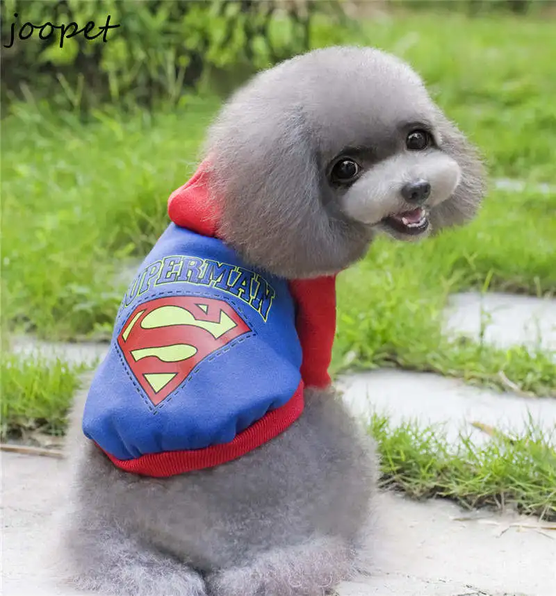 2015 худи для щенков одежда собак с Суперменом маленьких питомцев чихуахуа