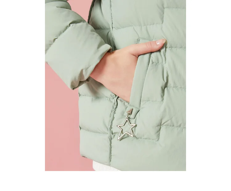 SEMIR женский стеганый легкий короткий пуховик с капюшоном с наклонным карманом, Женская пуховая куртка на подкладке