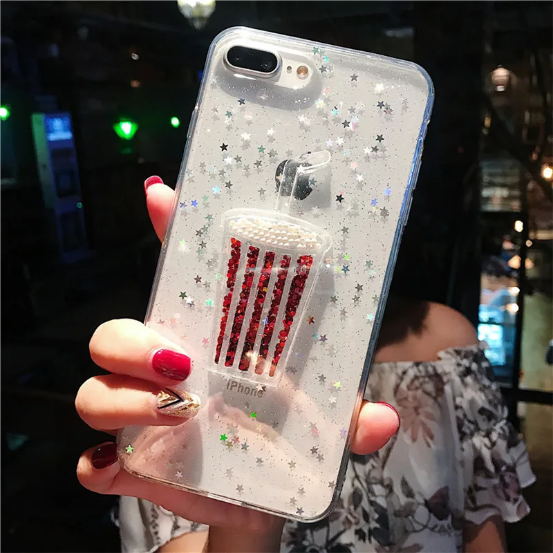 Блестящий Прозрачный чехол со звездами для iPhone 7 8 6 6s Plus XS MAX XR X чехол-накладка с