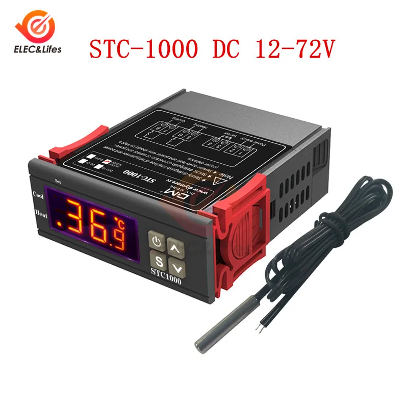 STC-1000 STC-3000 3008 3018 220V 10A цифровой Температура контроллер терморегулятор охлаждения нагреватель инкубатор термостат 12V 24V - Цвет: STC-1000 DC 12-72V