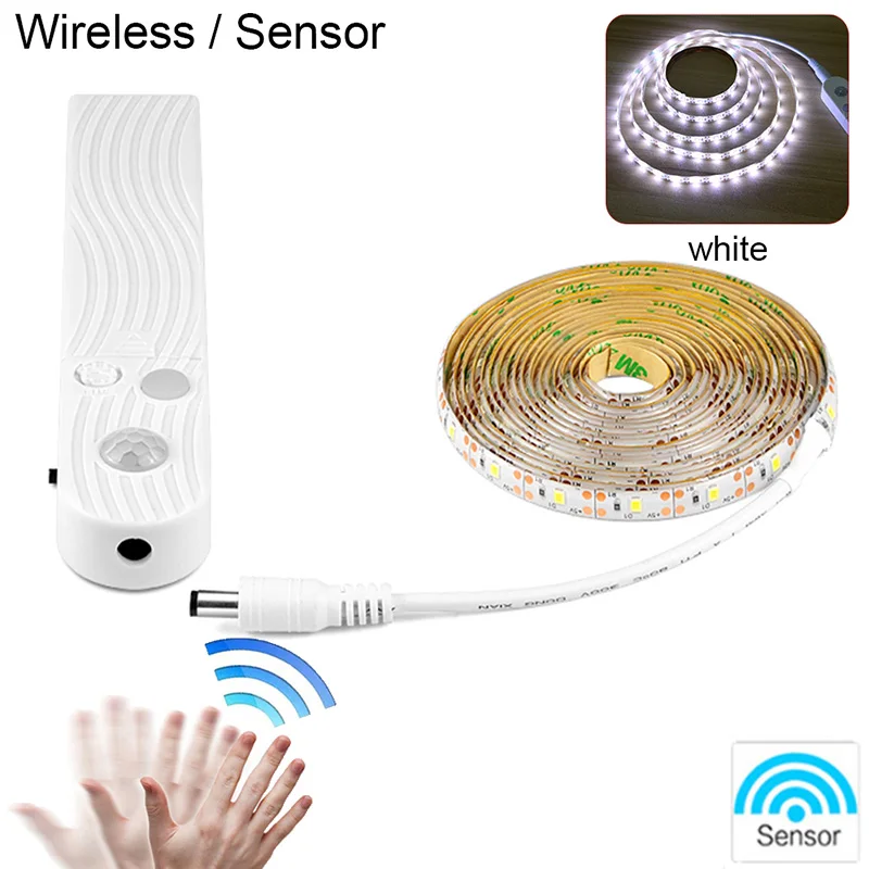 White Sensor Светодиодная подсветка под шкаф светодиодная лента светодиодный светильник с беспроводным PIR датчиком движения USB порт светильник для шкафа ЛЕСТНИЦЫ шкаф кровать боковой светильник - Цвет: White Sensor