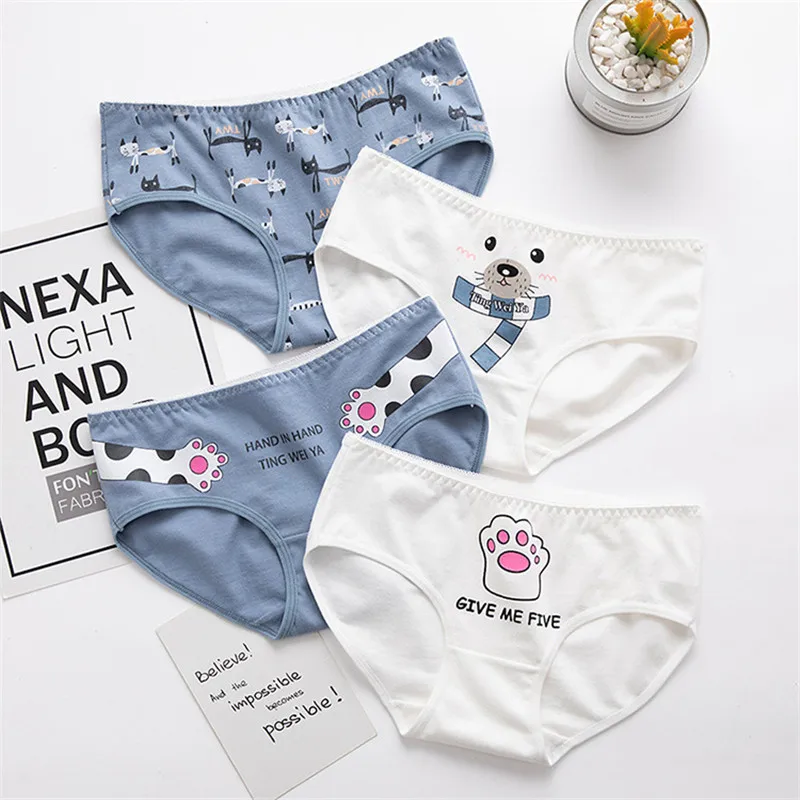 

4PCS/Lot Children Cotton Underwear Young Girls Briefs Solid Low Waist Short Briefs Comfortable Ladies Panties