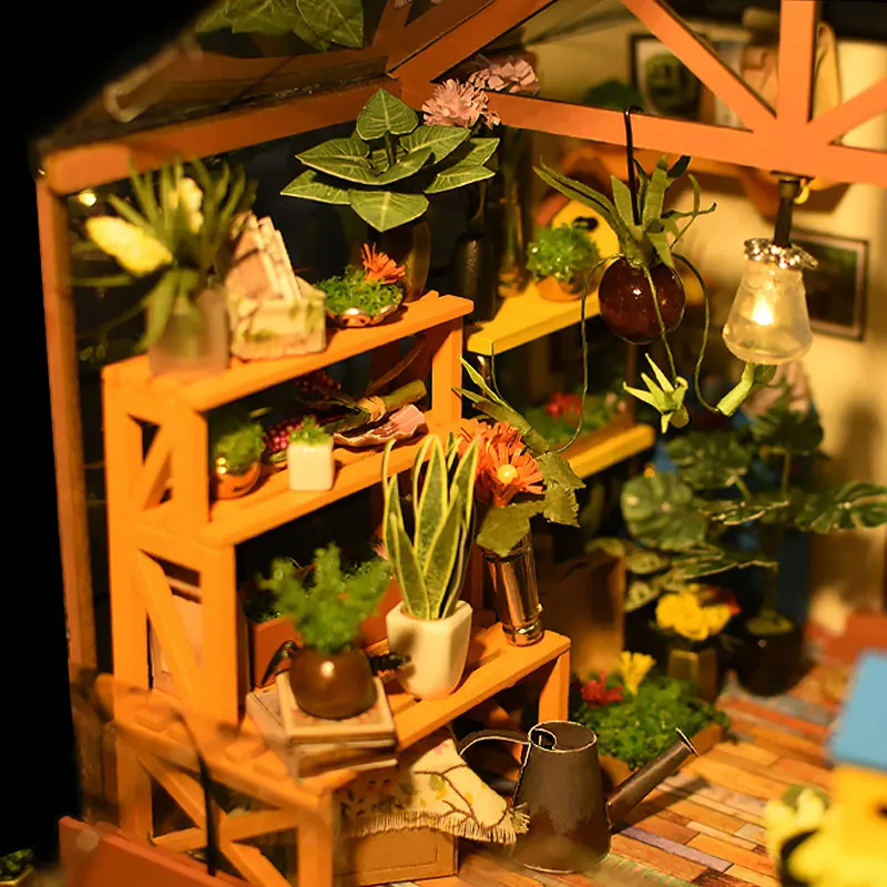 Robotime DIY деревянный кукольный домик садовая Статуэтка Миниатюрный Кукольный дом ручной работы украшение цветок дом Кэти Искусство ремесло DG104