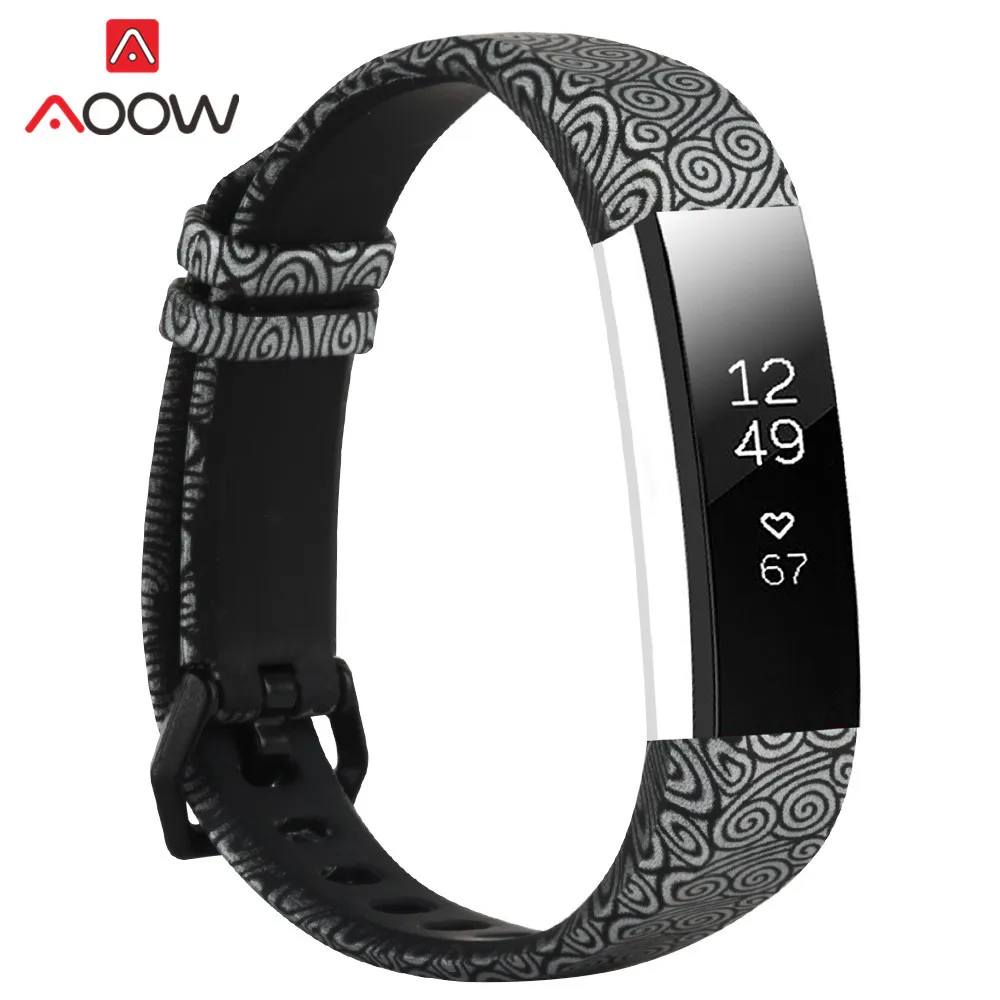 Мягкий силиконовый спортивный ремешок для часов для Fitbit Alta/Alta hr/ACE Смарт часы с рисунком Печать Водонепроницаемый замена Браслет ремешок