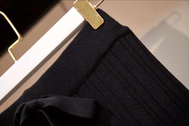 ALPHALMODA, Женская Полосатая трикотажная футболка, топ+ Широкие трикотажные брюки, лето-осень, 2 шт., повседневные комплекты, женские вязаные штаны, костюмы
